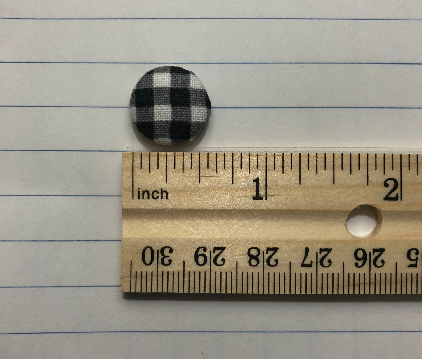 Fabric Studs Black & White Gingham