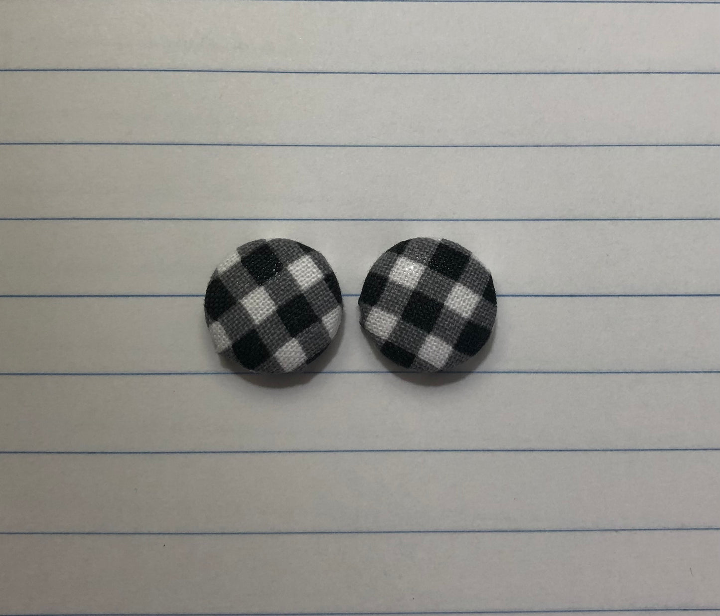 Fabric Studs Black & White Gingham