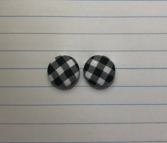 Fabric Studs Black & White Gingham